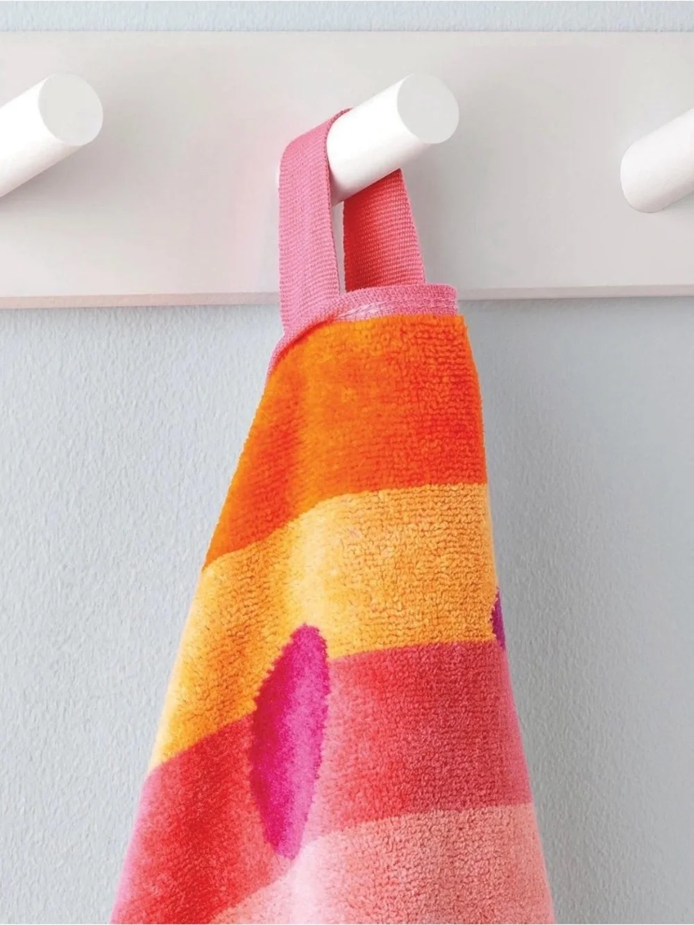 Kids Smiley Stripe Beach Towel - Pink & Orange